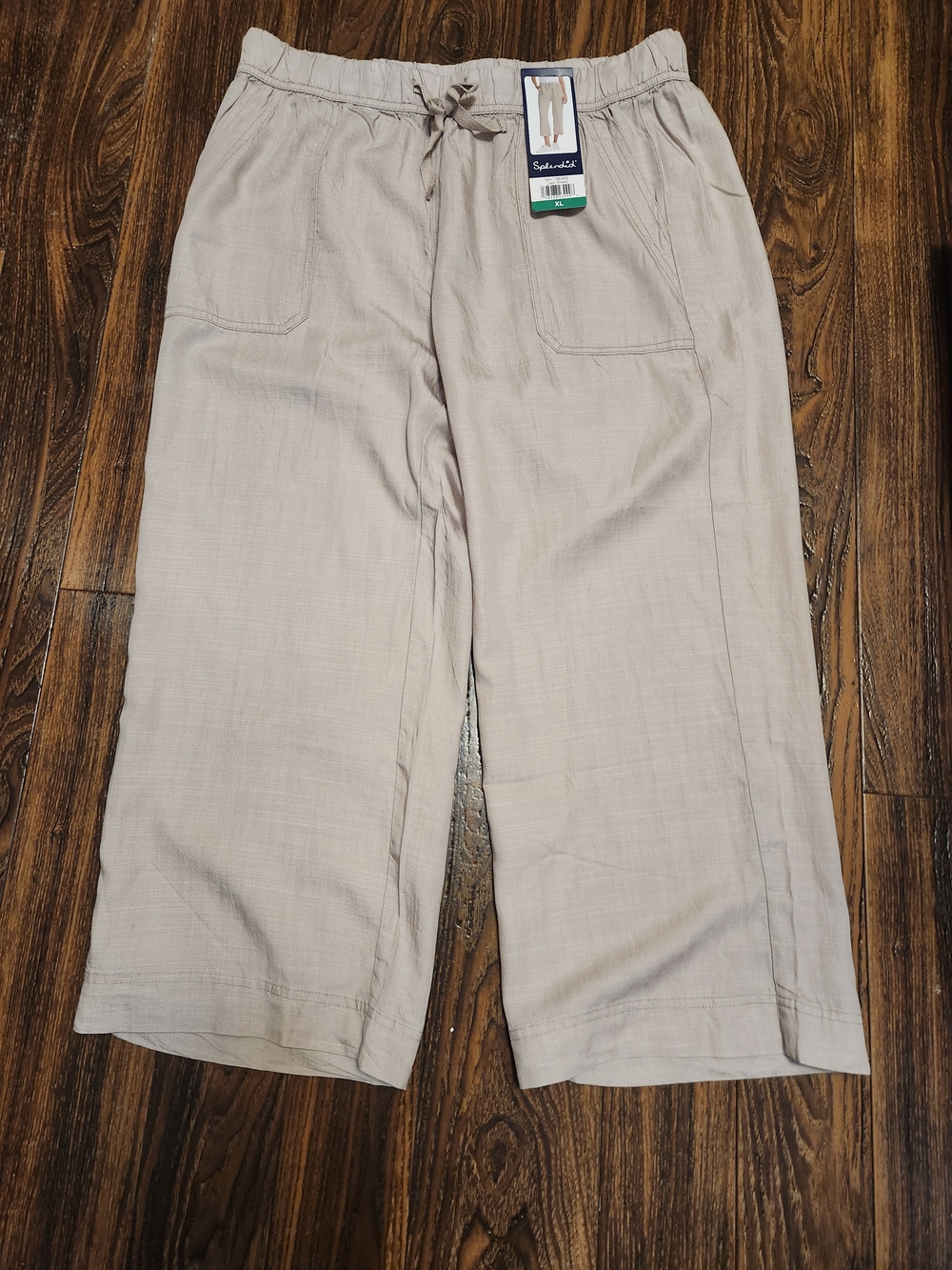 NWT Splendid Khaki 100% Lyocell Drawstring Wide Leg Crop Pants Size XL
